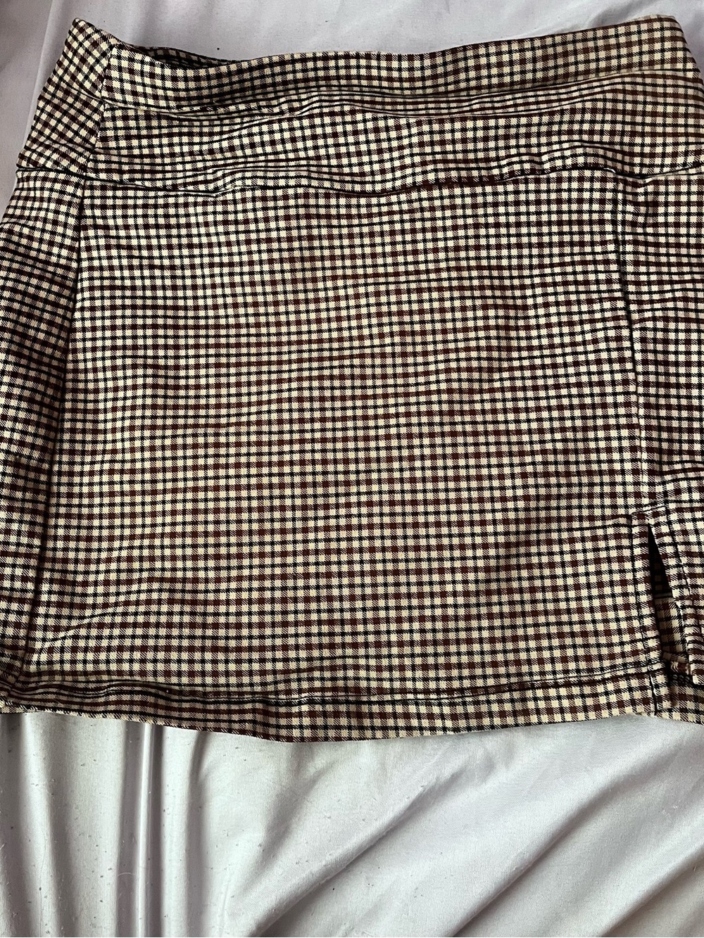 Garage Plaid Mini Skirt - Brown & Cream